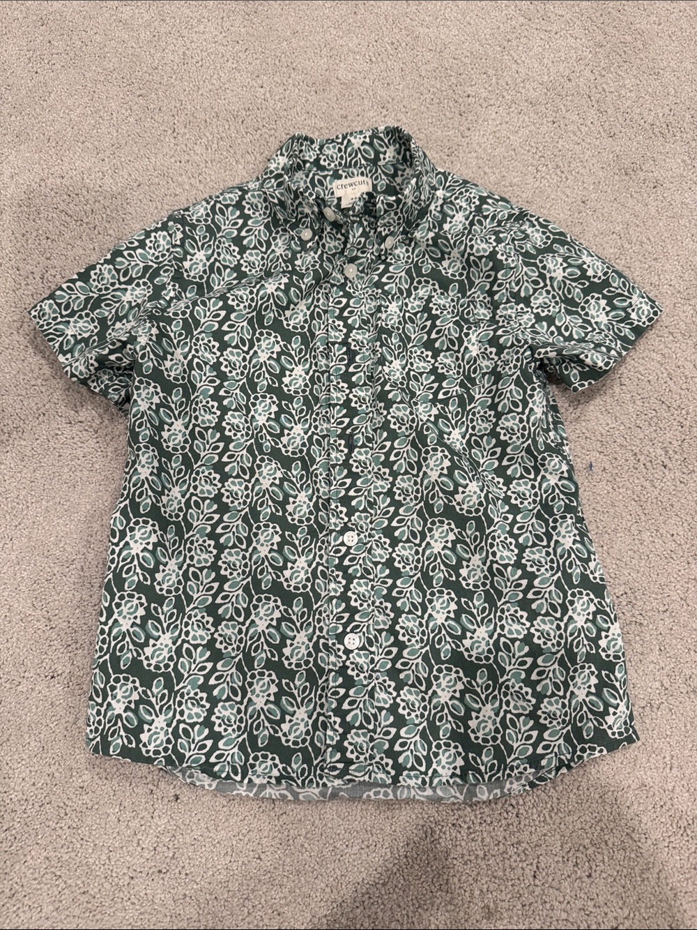Crewcuts Green and White Floral Short-Sleeve Button-Down